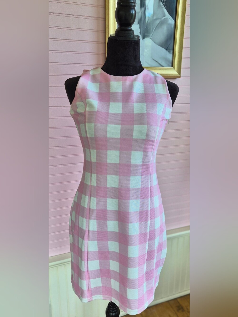 Macbeth Collection by Margaret Josephs - Pink & White Gingham Dress, Size Small